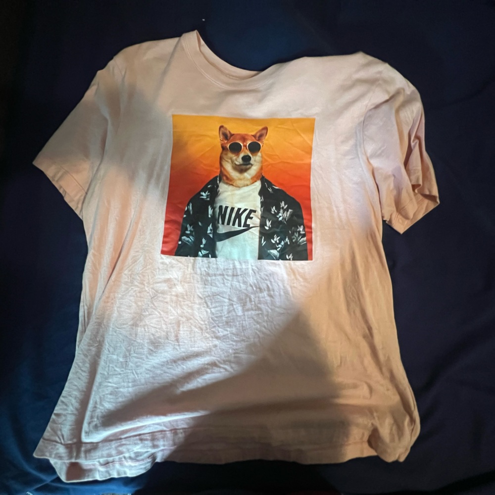 peach dog shirt from Nike
